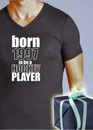 Born2be a Hockey PLAYER T-Shirt mit Geburtsjahr