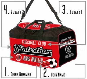 Fussball Sporttasche mit Namen und Nummer
