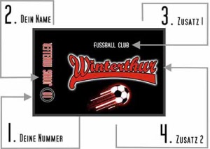 Fussball-Teppich mit Namen und Nummer