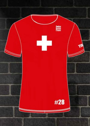 Swiss Hockey Player T-Shirt mit Namen und Nummer