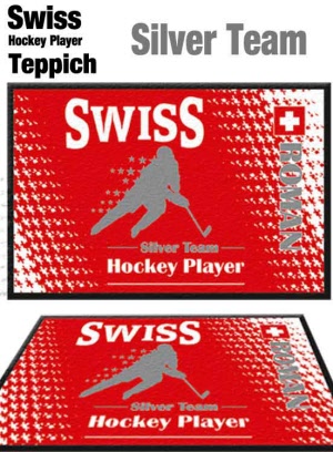 Swiss Hockey Player Teppich "SIlver Team" mit Namen